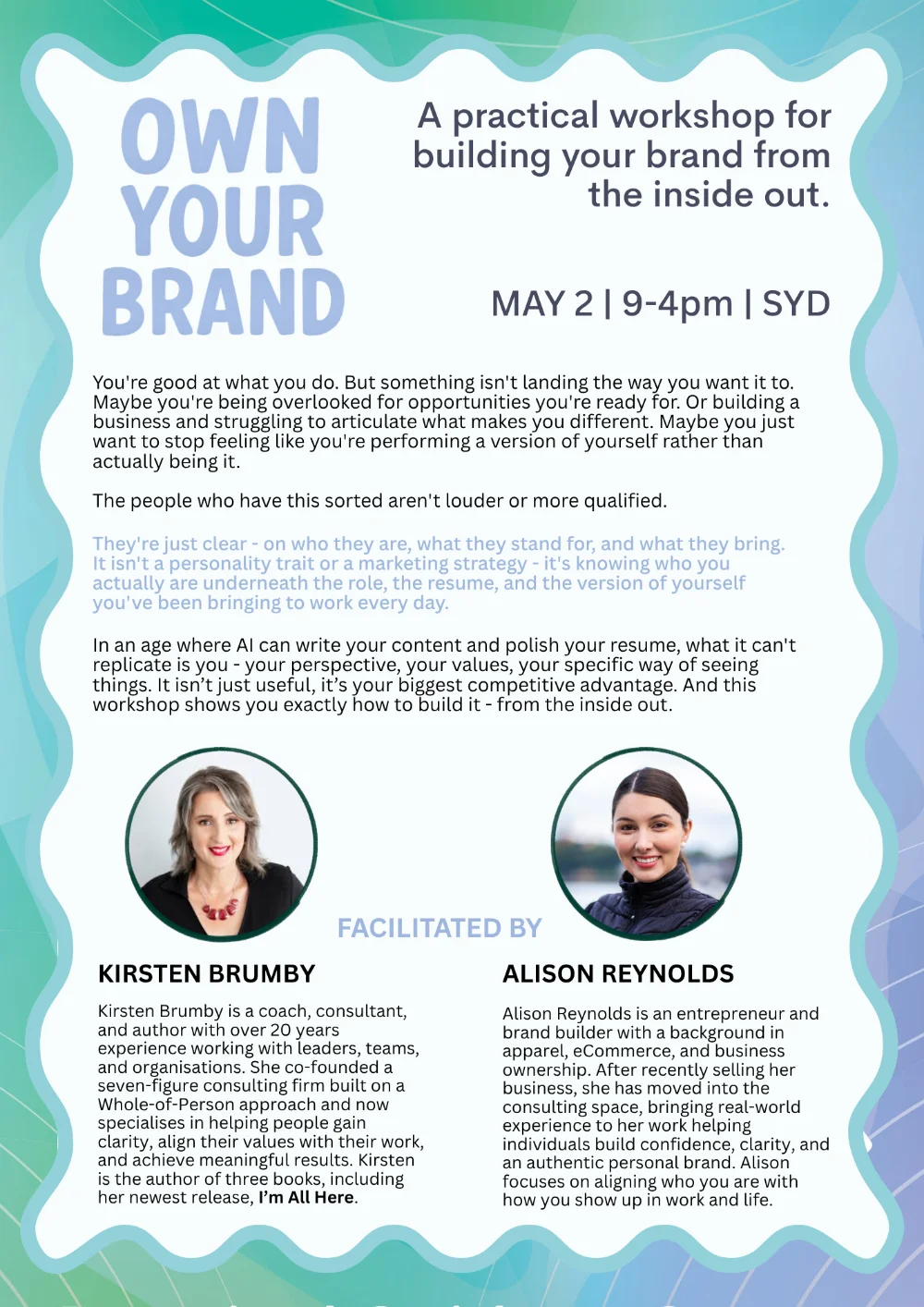 Own Your Brand - Flyer page 1